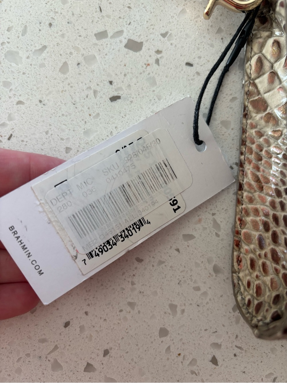 Brahmin Melbourne Croc Leather Daisy Wristlet Clutch NWT Cream Taupe Gold HTF - Picture 3 of 10